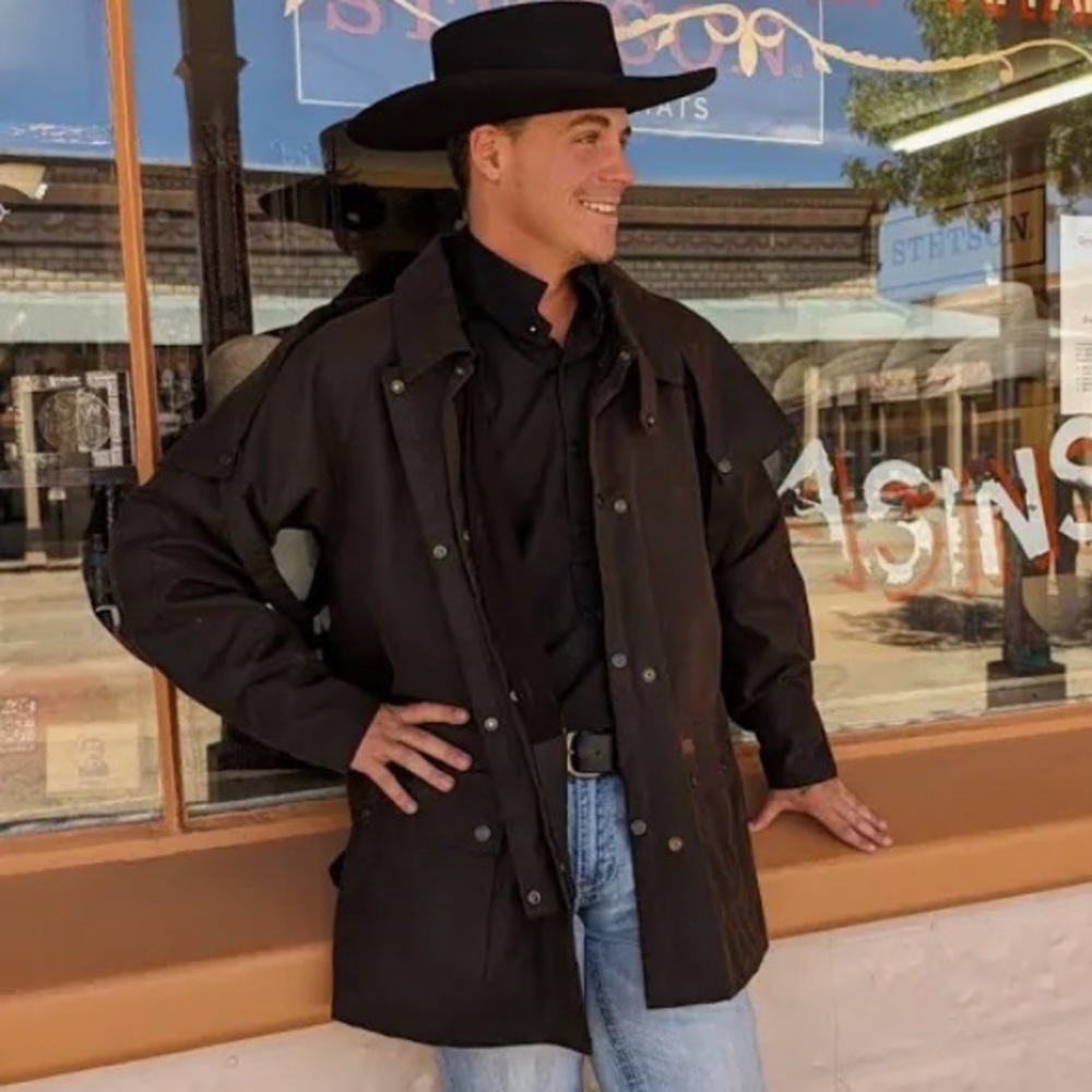 Short Oilskin Bush Ranger Jacket by Australian Outback Co Men’s Unisex XL Worn